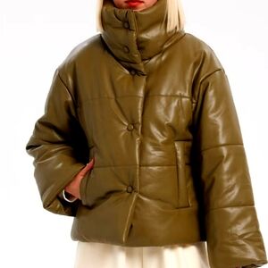 En Saison Vegan Leather Puffer Jacket